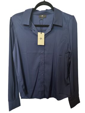 7 for all mankind Deep Navy Long-Sleeve Button-Up Shirt - women’s. NWT